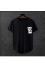  Unisex Oversize Modern Boy Pamuklu Etek Oval Siyah Baskili T-shirt